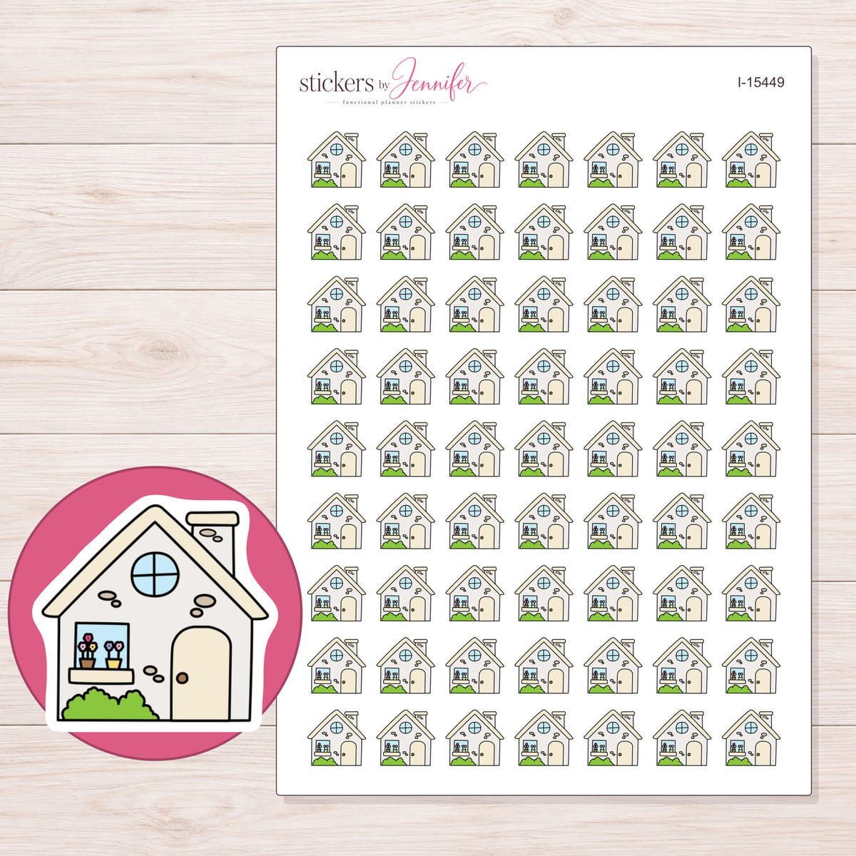 I-15449 planner sticker sheet with enlarged sticker detail
