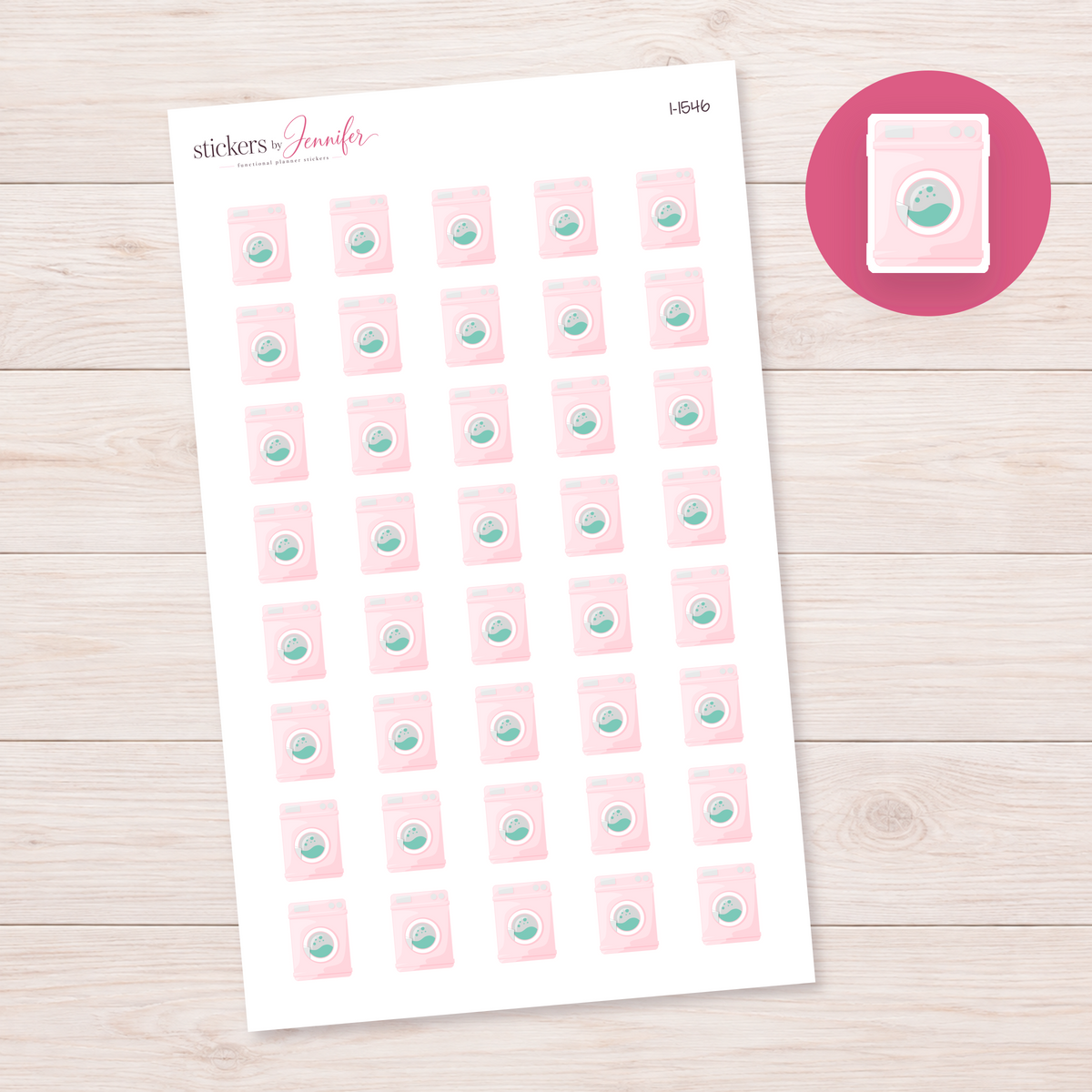 Soft Pink Washing Machine Planner Stickers | I-1546