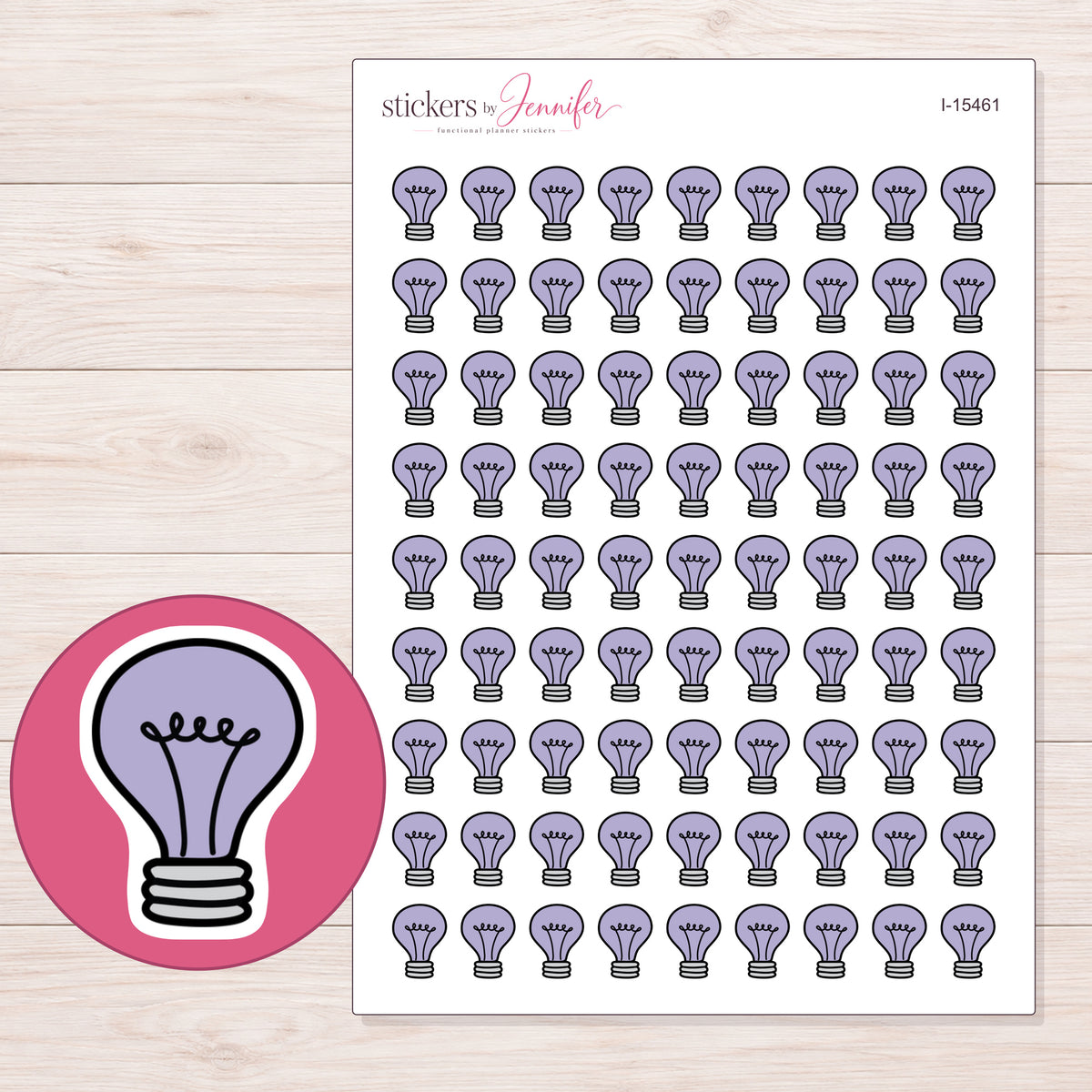 I-15461 planner sticker sheet with enlarged sticker detail
