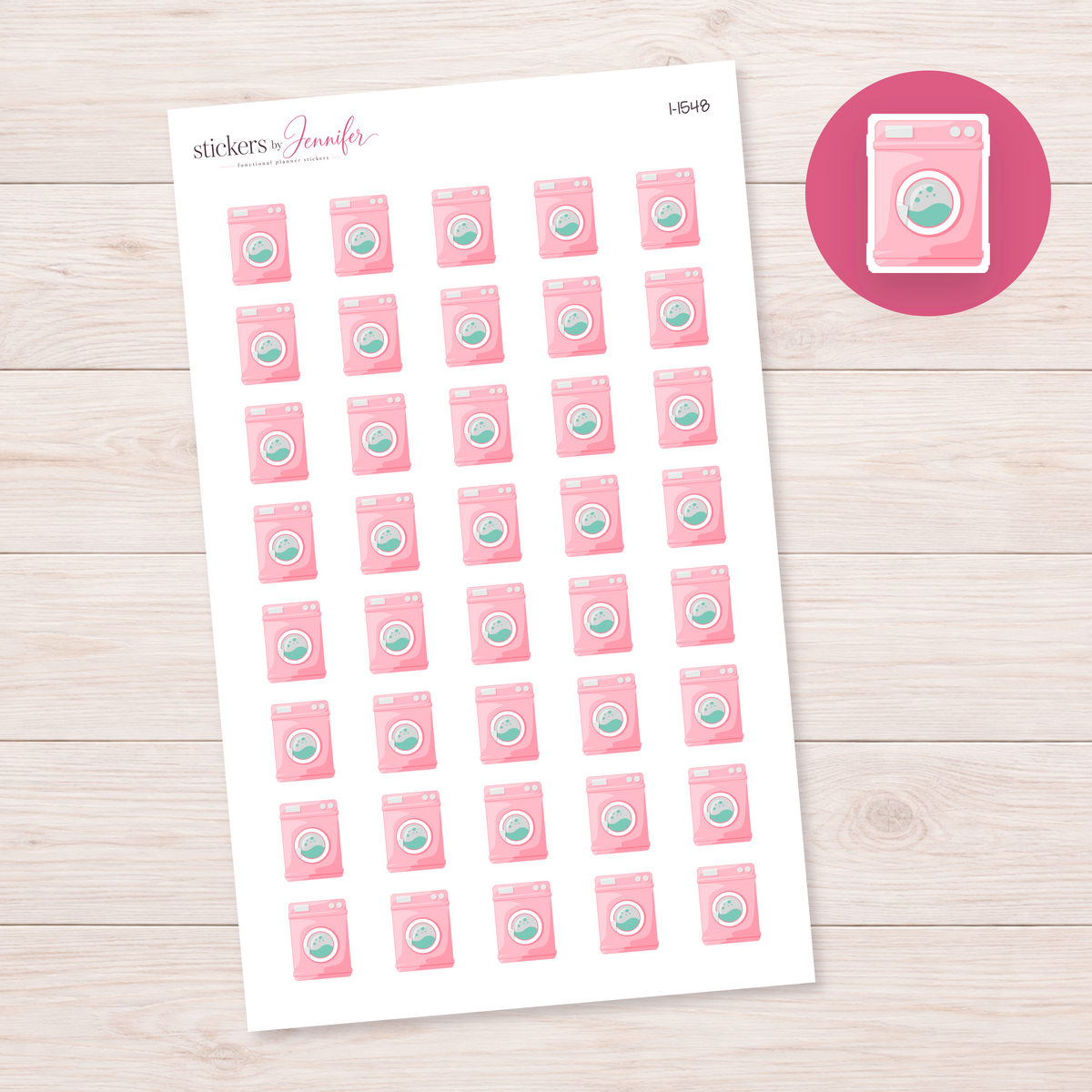 Pink Front-Load Washing Machine Planner Stickers | I-1548