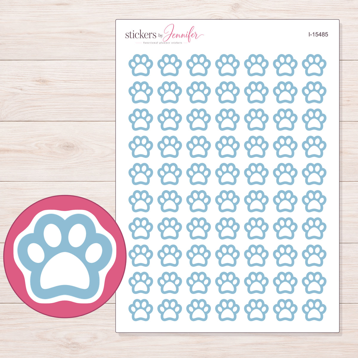 I-15485 planner sticker sheet with enlarged sticker detail