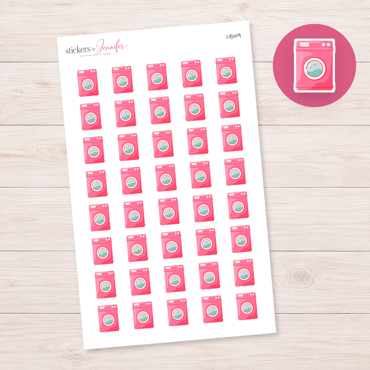 Hot Pink Front-Load Washing Machine Planner Stickers | I-1549