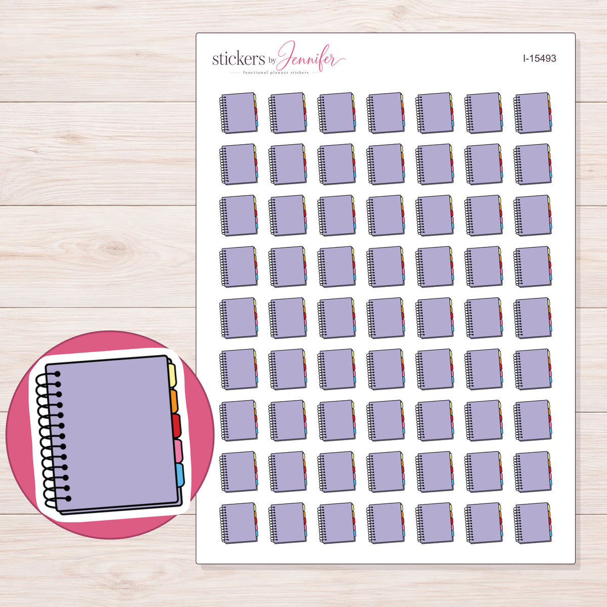 I-15493 planner sticker sheet with enlarged sticker detail