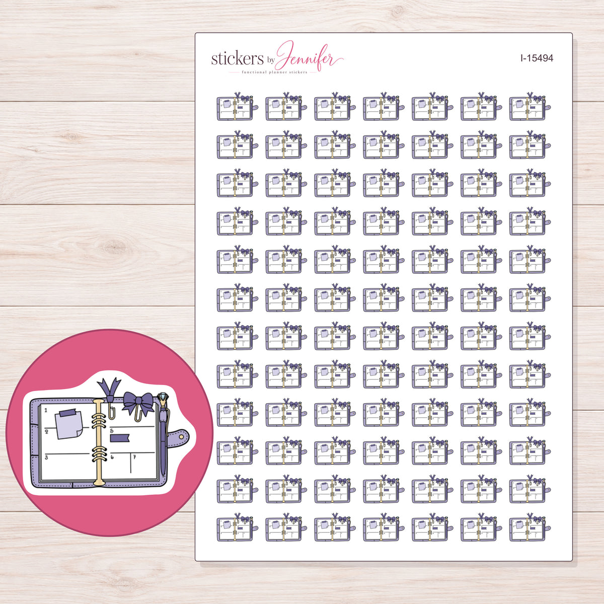 I-15494 planner sticker sheet with enlarged sticker detail