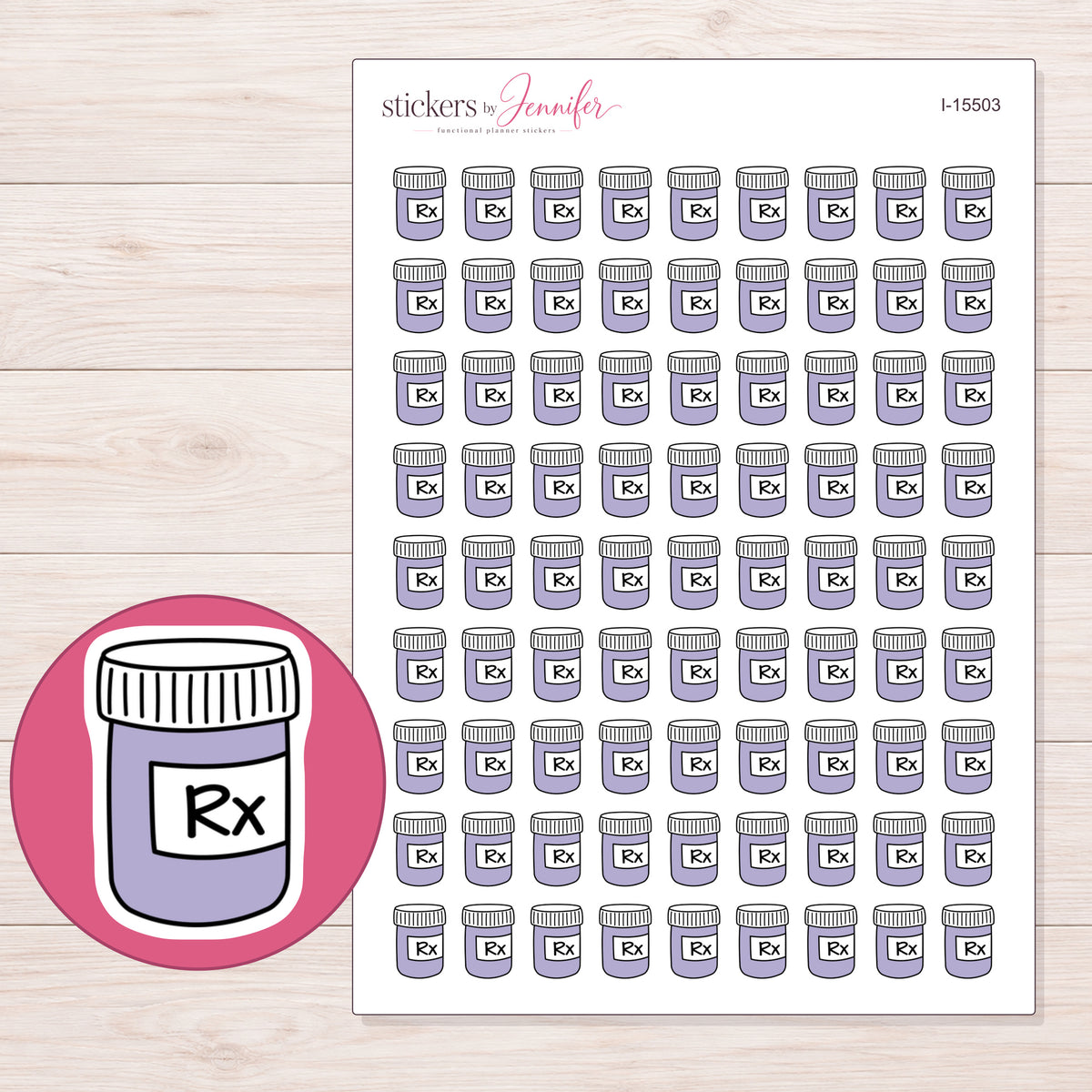 I-15503 planner sticker sheet with enlarged sticker detail