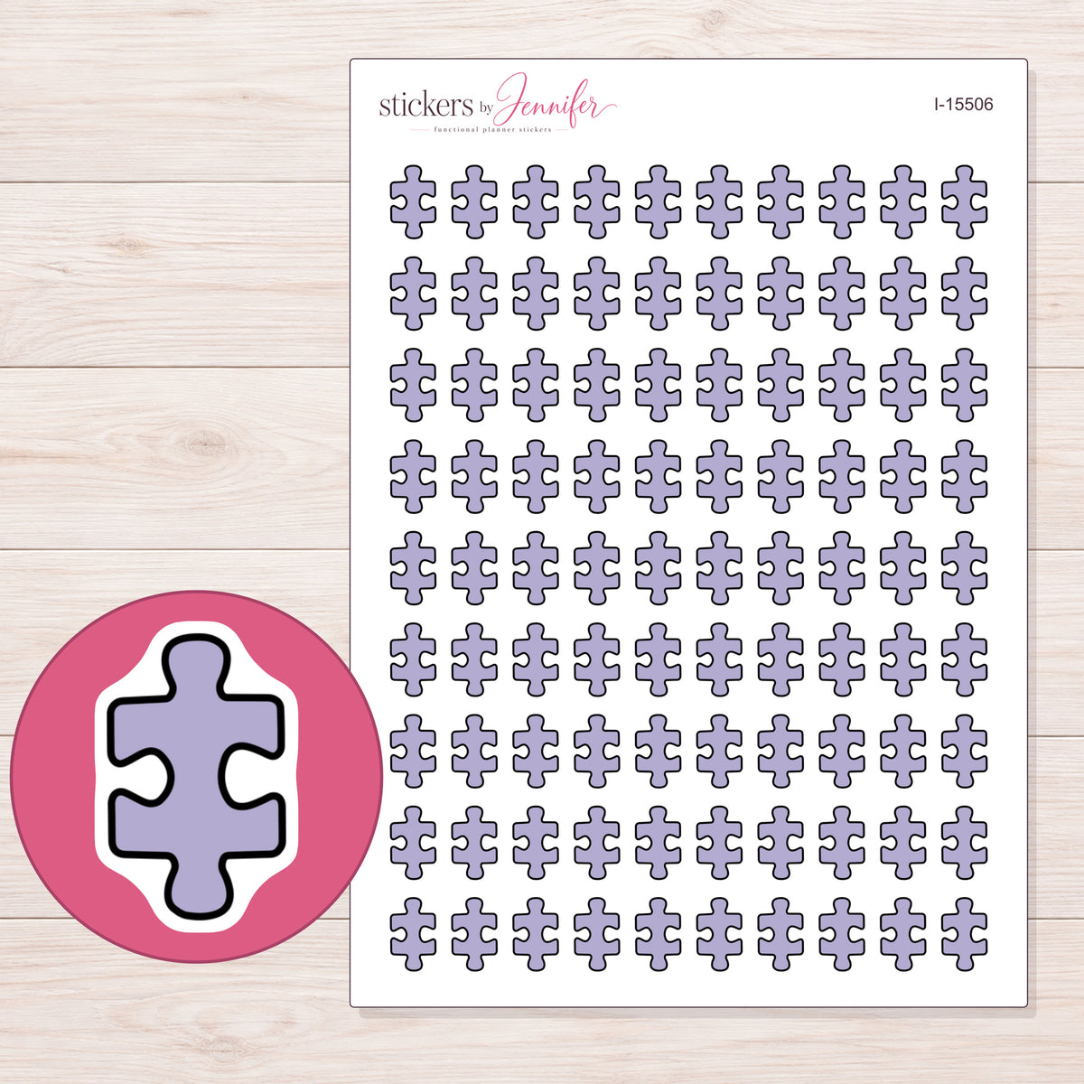 I-15506 planner sticker sheet with enlarged sticker detail