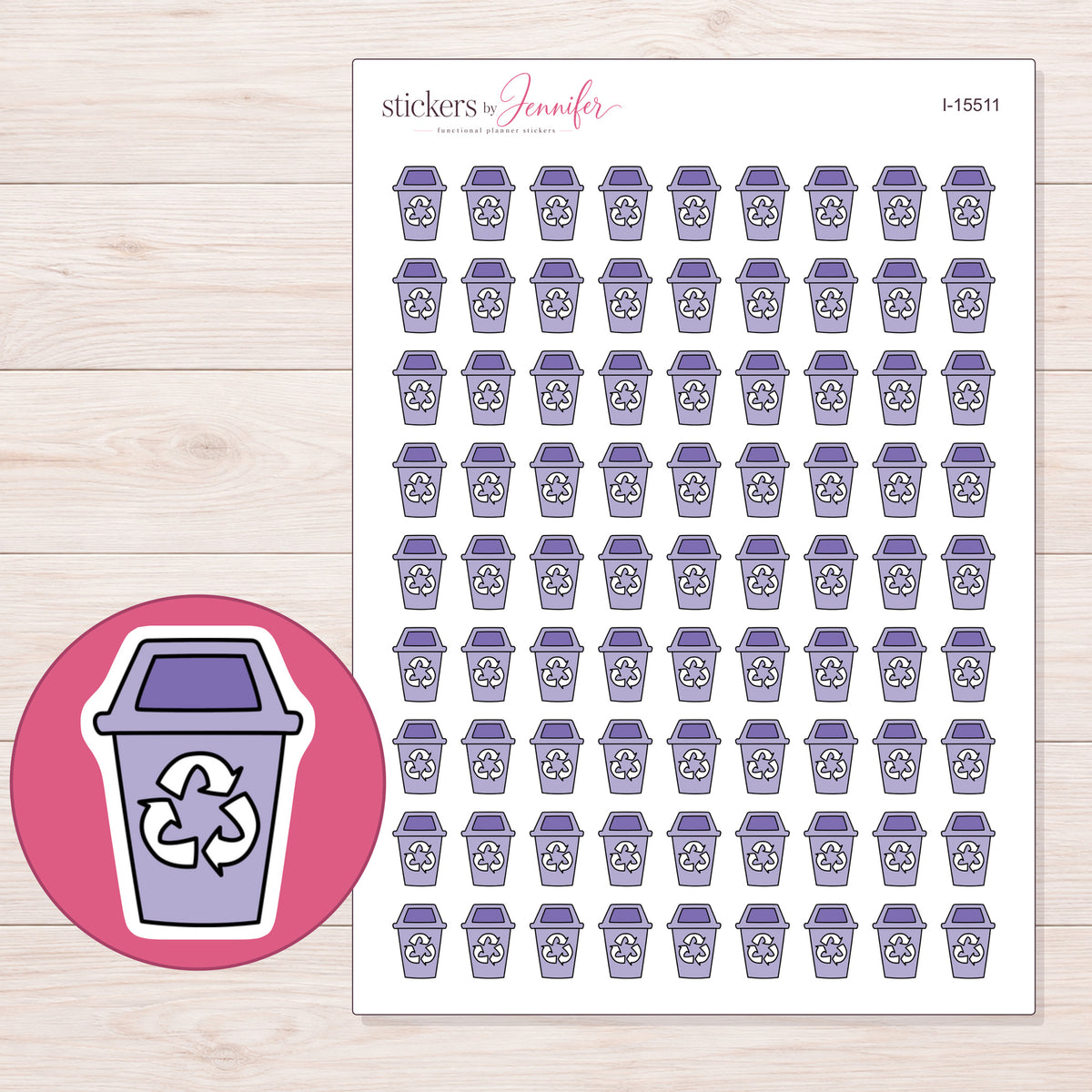 I-15511 planner sticker sheet with enlarged sticker detail