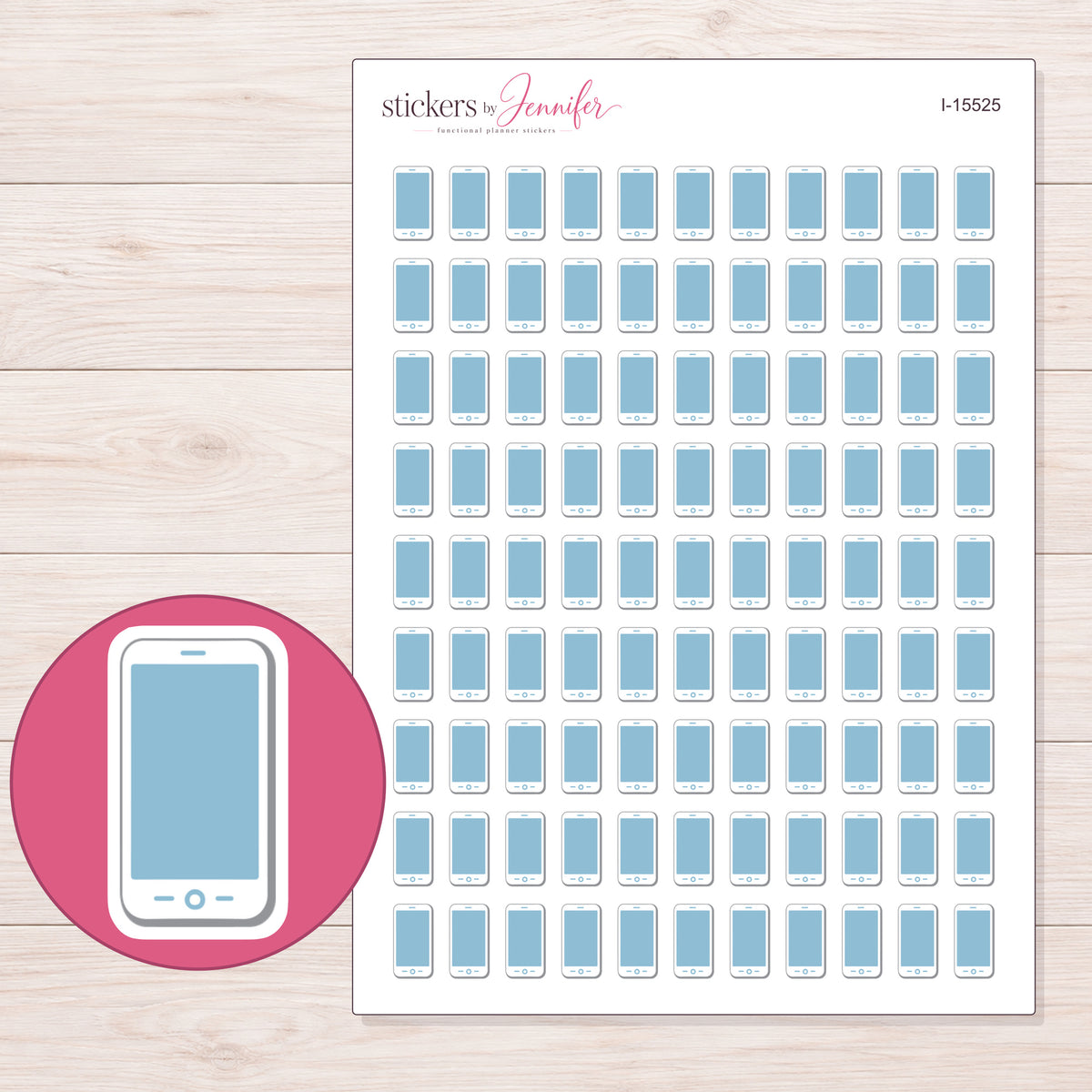 I-15525 planner sticker sheet with enlarged sticker detail