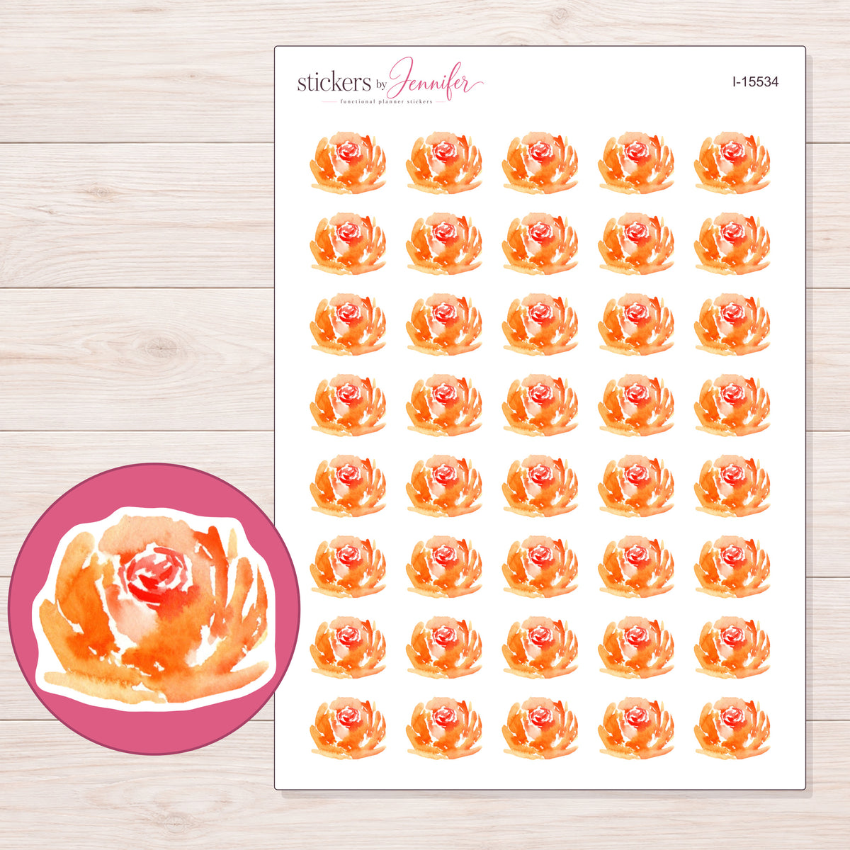 I-15534 planner sticker sheet with enlarged sticker detail