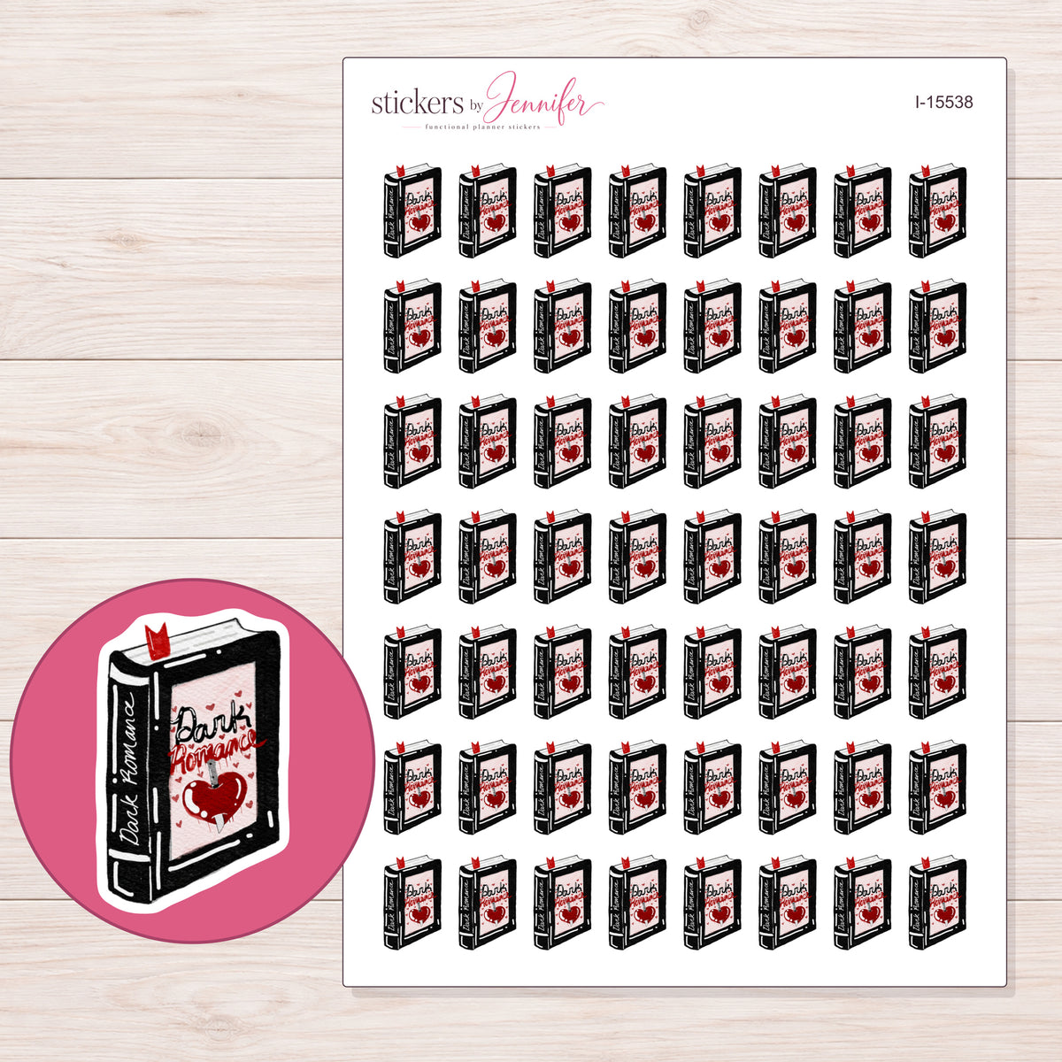 I-15538 planner sticker sheet with enlarged sticker detail