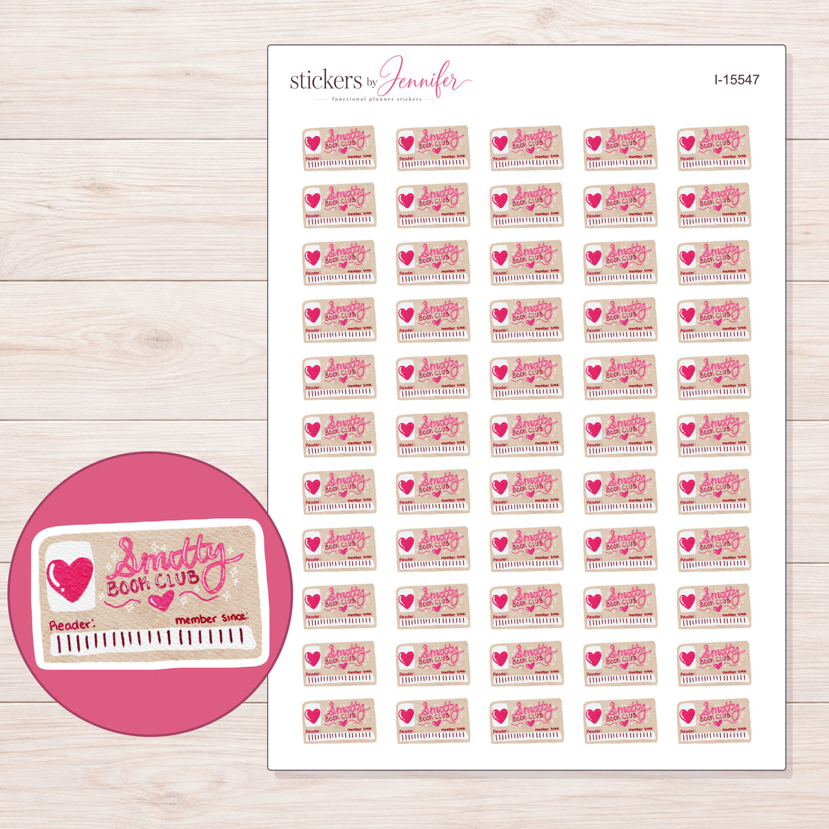 I-15547 planner sticker sheet with enlarged sticker detail