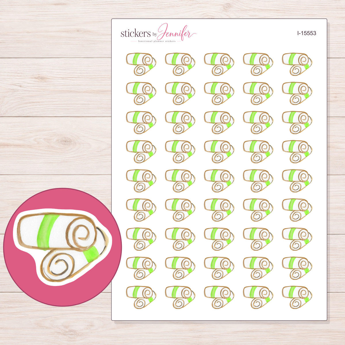 I-15553 planner sticker sheet with enlarged sticker detail