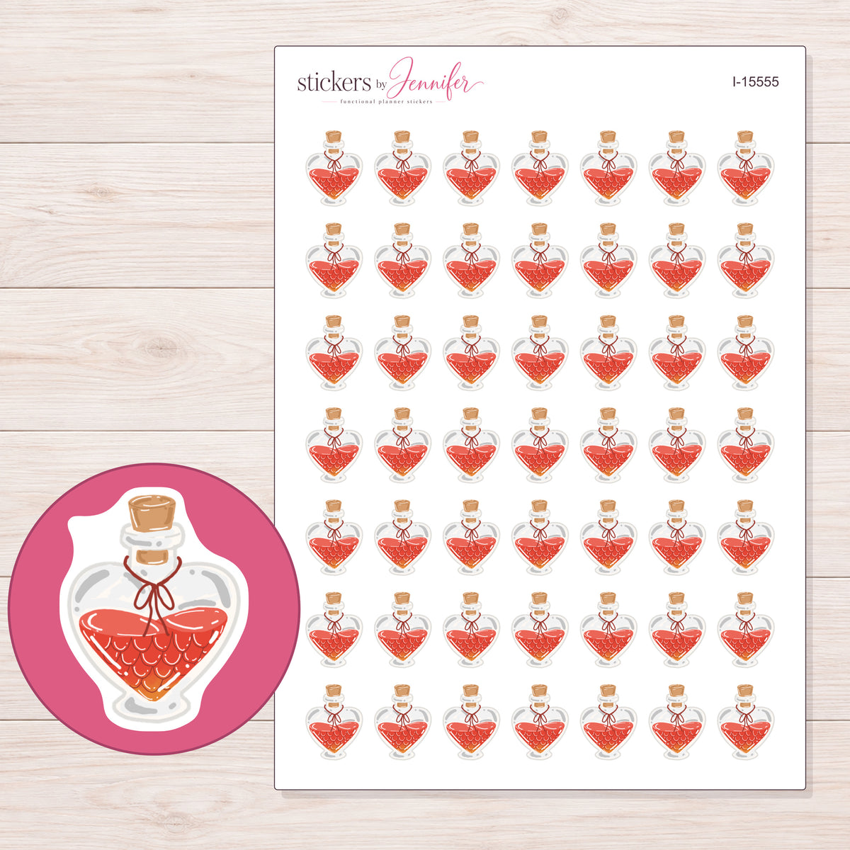 I-15555 planner sticker sheet with enlarged sticker detail