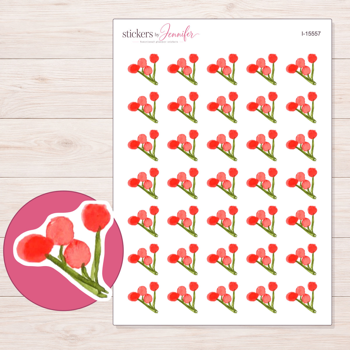 I-15557 planner sticker sheet with enlarged sticker detail
