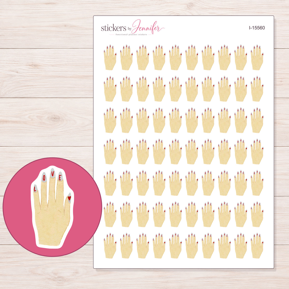 I-15560 planner sticker sheet with enlarged sticker detail