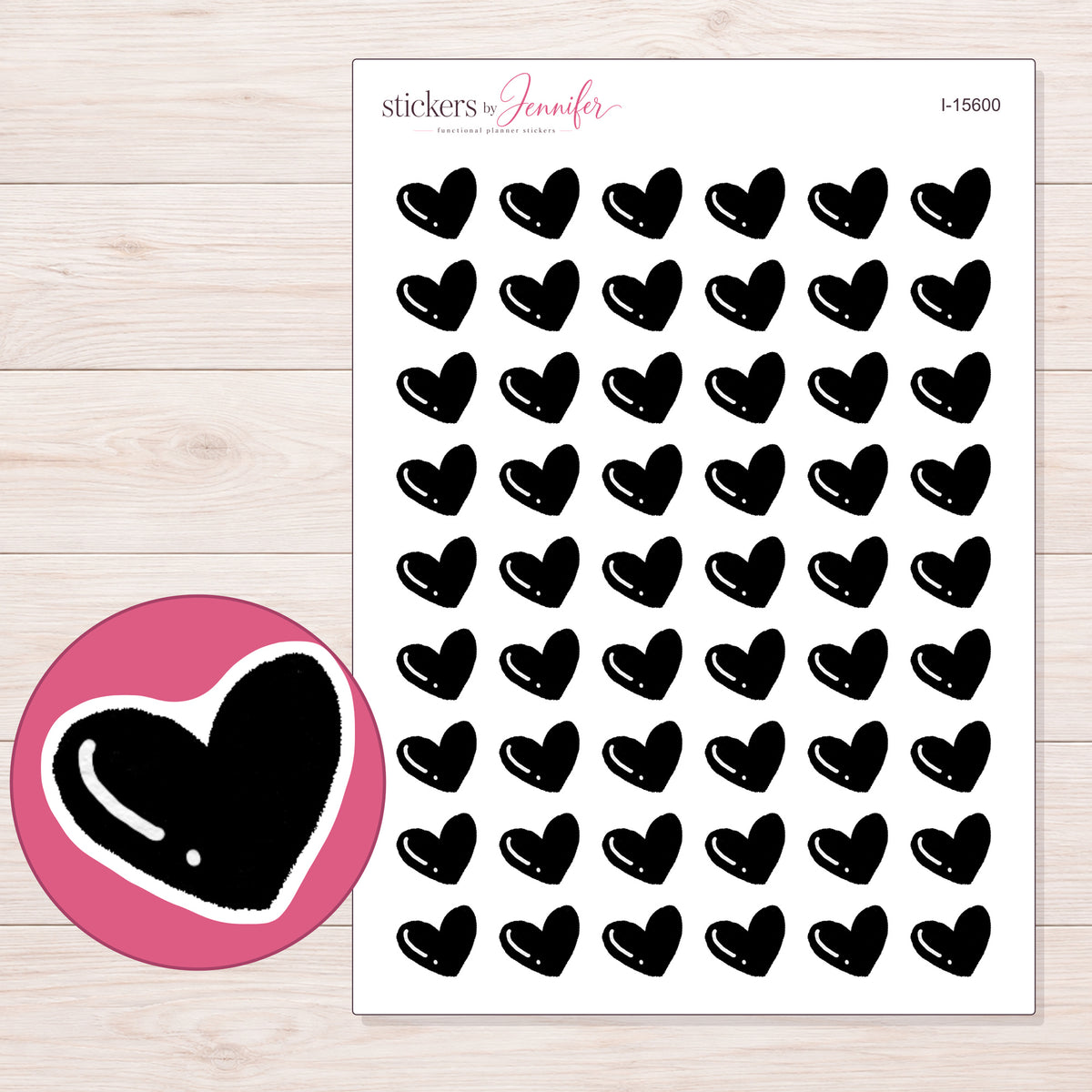 I-15600 planner sticker sheet with enlarged sticker detail