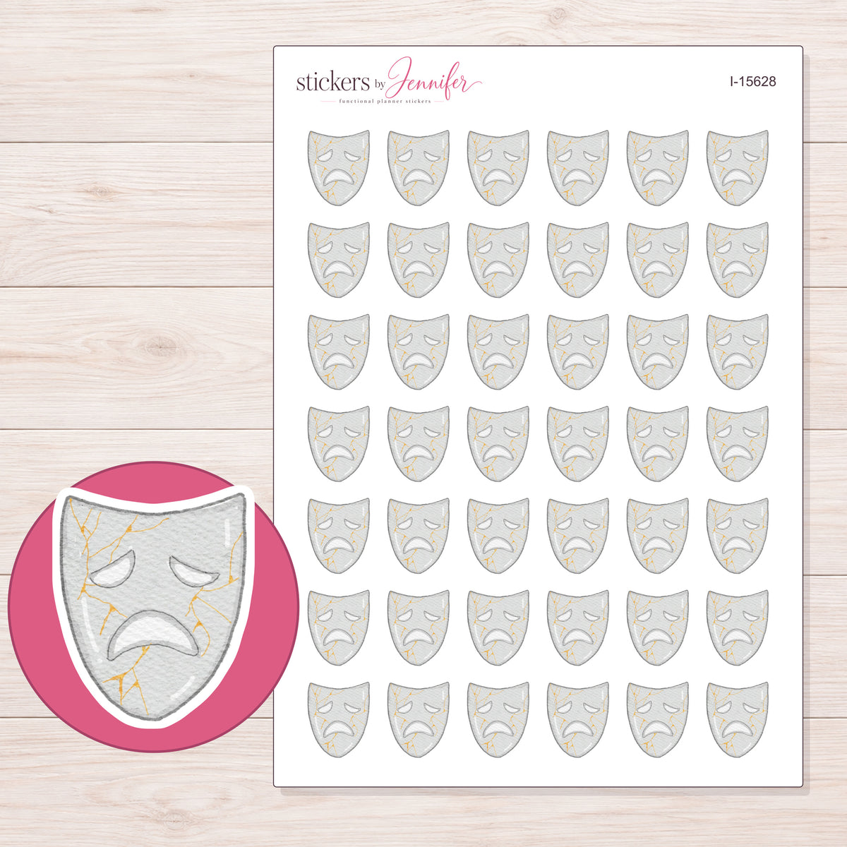 I-15628 planner sticker sheet with enlarged sticker detail