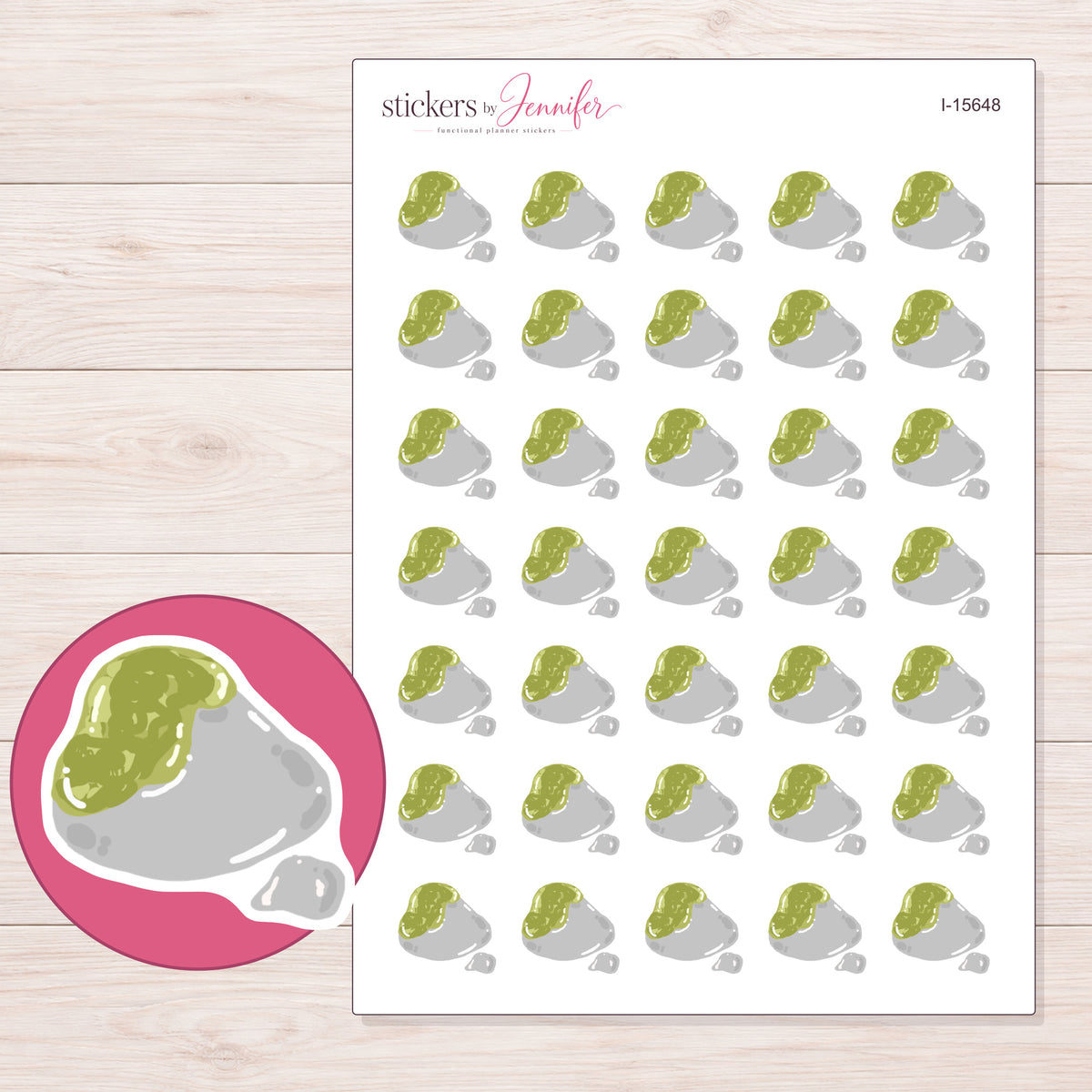 I-15648 planner sticker sheet with enlarged sticker detail