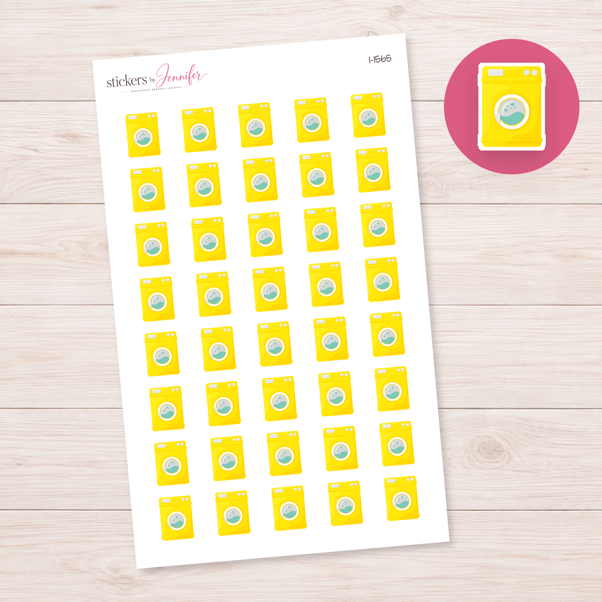 Yellow Front-Load Washing Machine Planner Stickers | I-1565