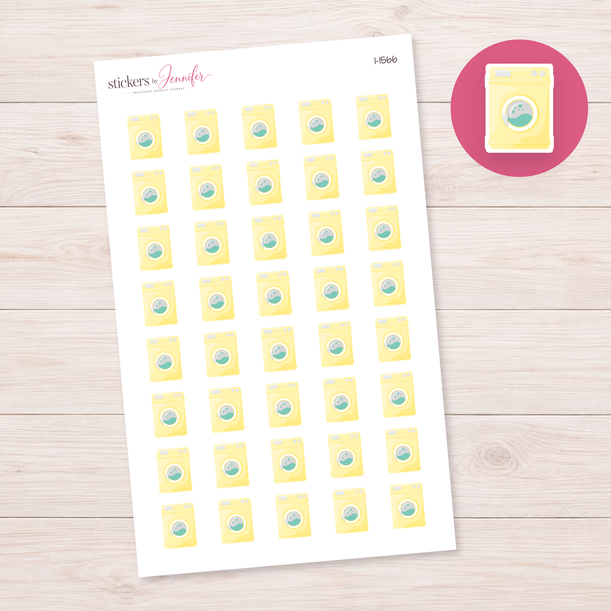 Yellow Washing Machine Planner Stickers | I-1566