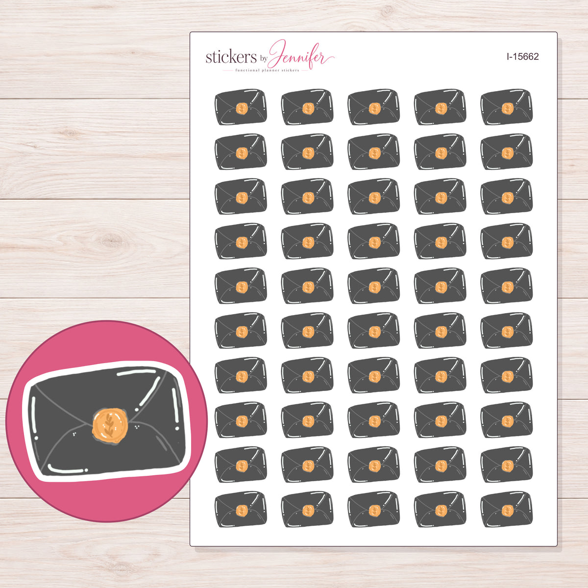 I-15662 planner sticker sheet with enlarged sticker detail