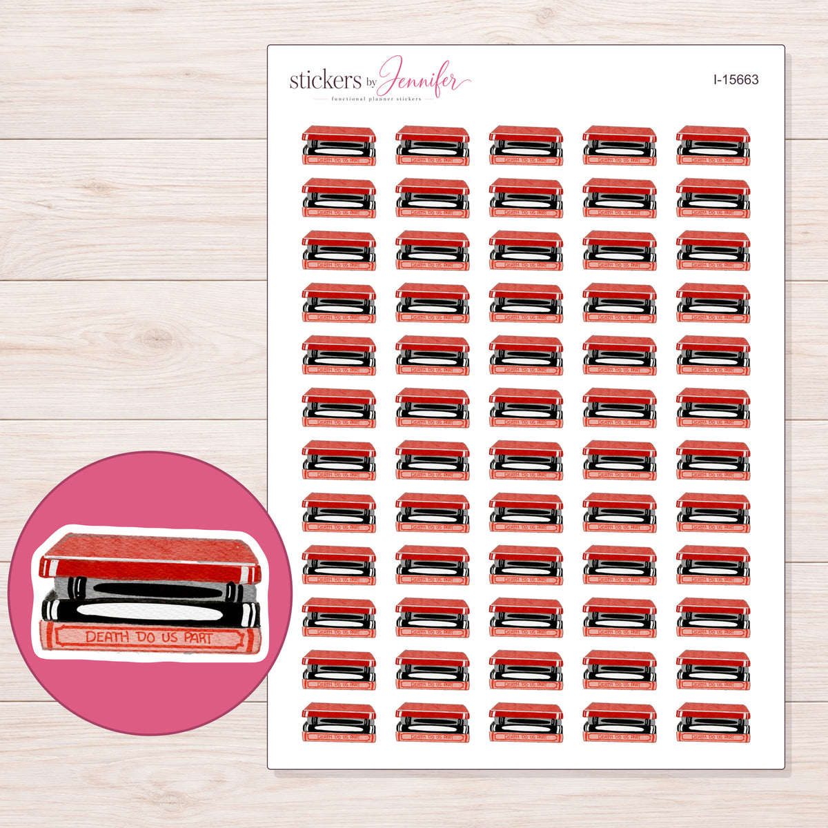 I-15663 planner sticker sheet with enlarged sticker detail
