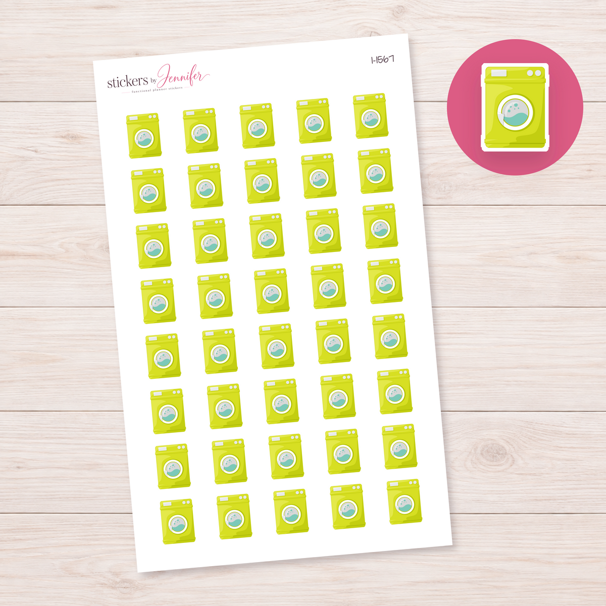 Lime Front-Load Washing Machine Planner Stickers | I-1567