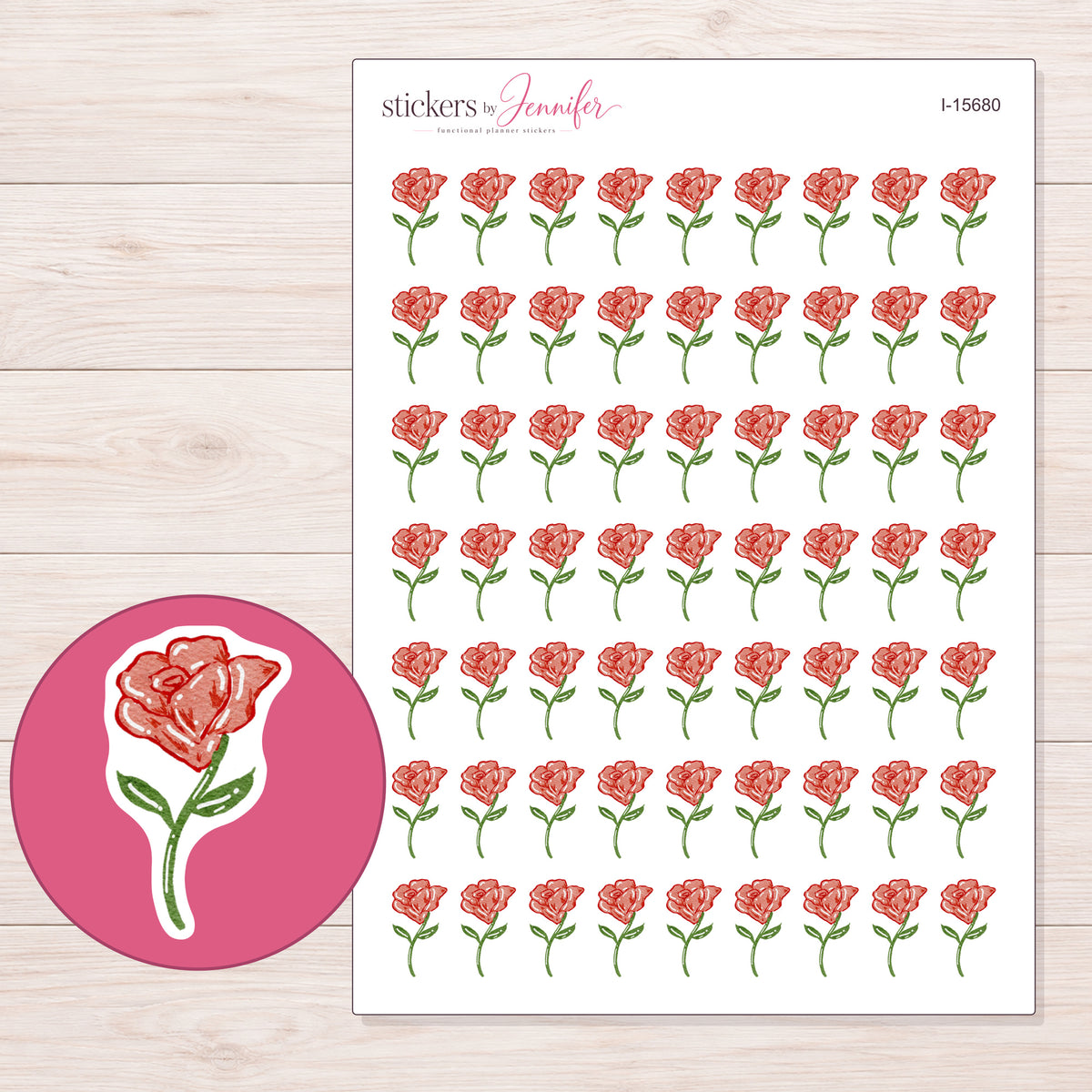 I-15680 planner sticker sheet with enlarged sticker detail