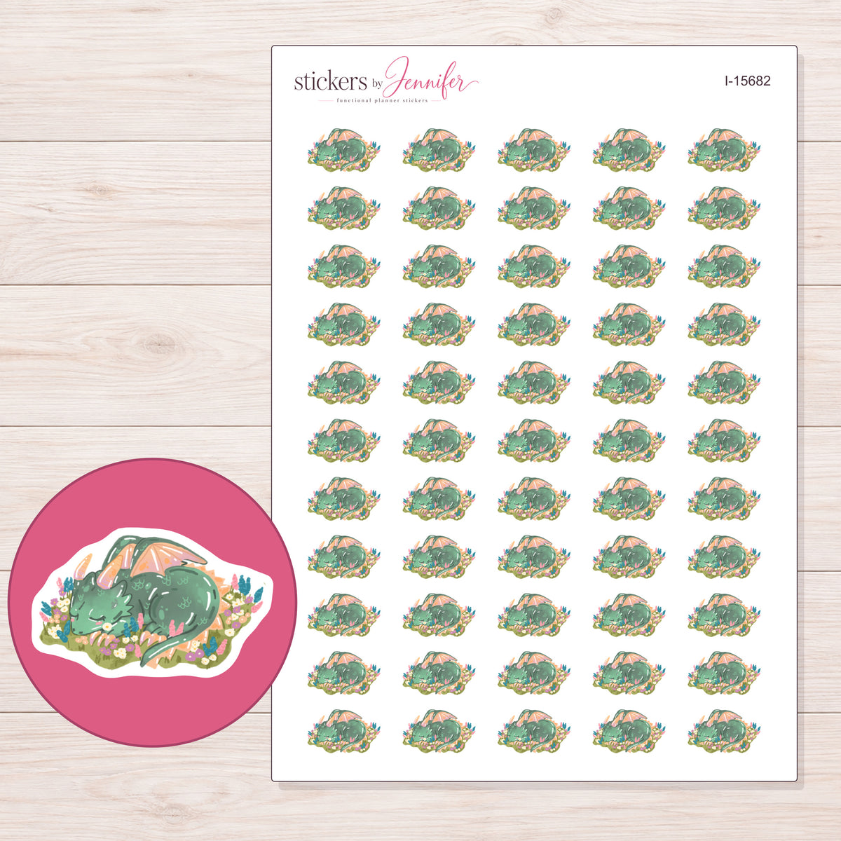 I-15682 planner sticker sheet with enlarged sticker detail