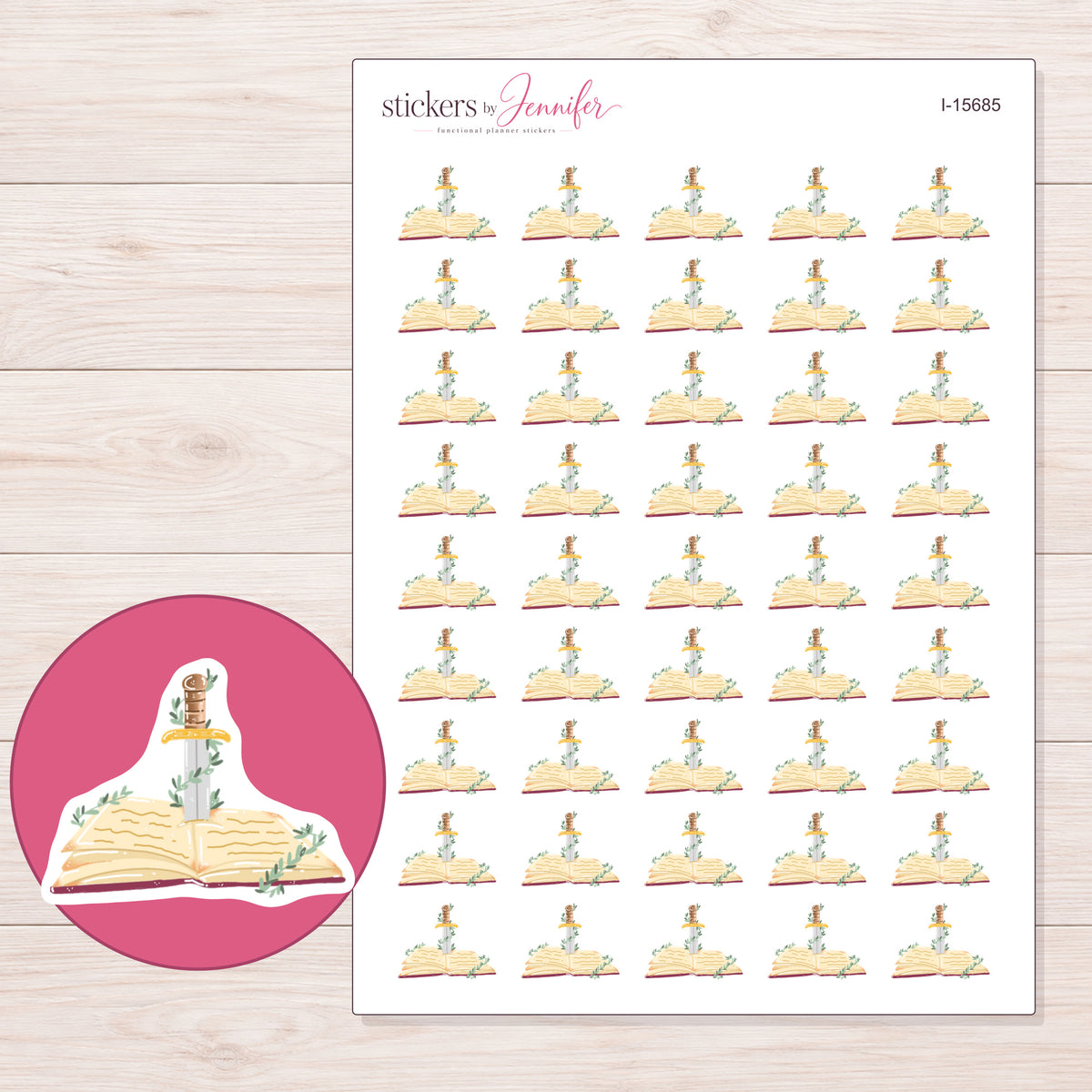 I-15685 planner sticker sheet with enlarged sticker detail