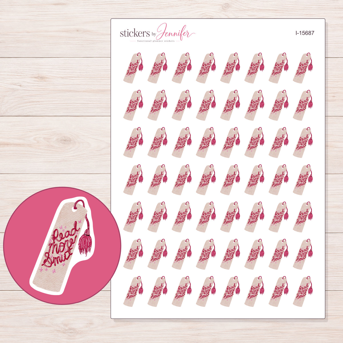 I-15687 planner sticker sheet with enlarged sticker detail