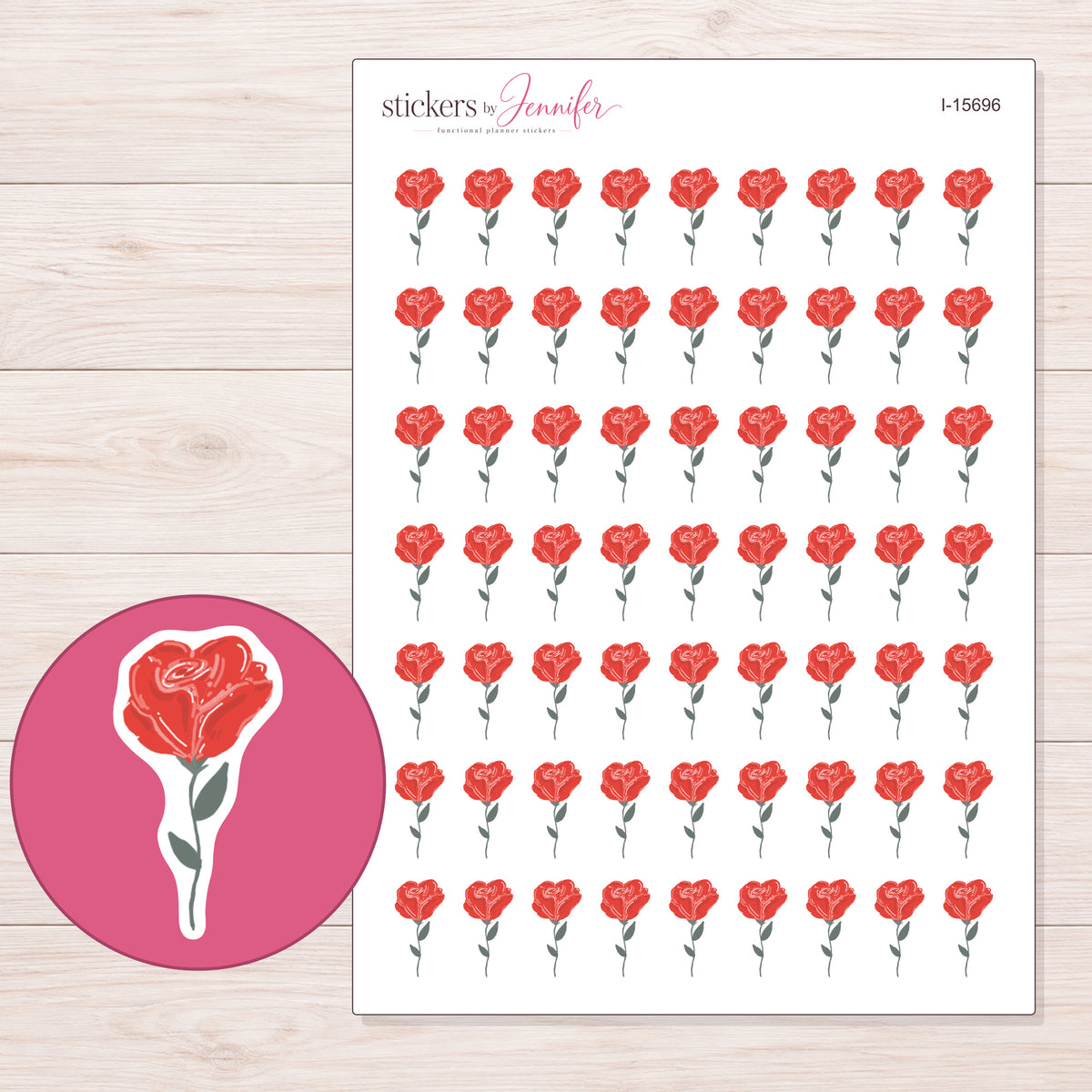 I-15696 planner sticker sheet with enlarged sticker detail