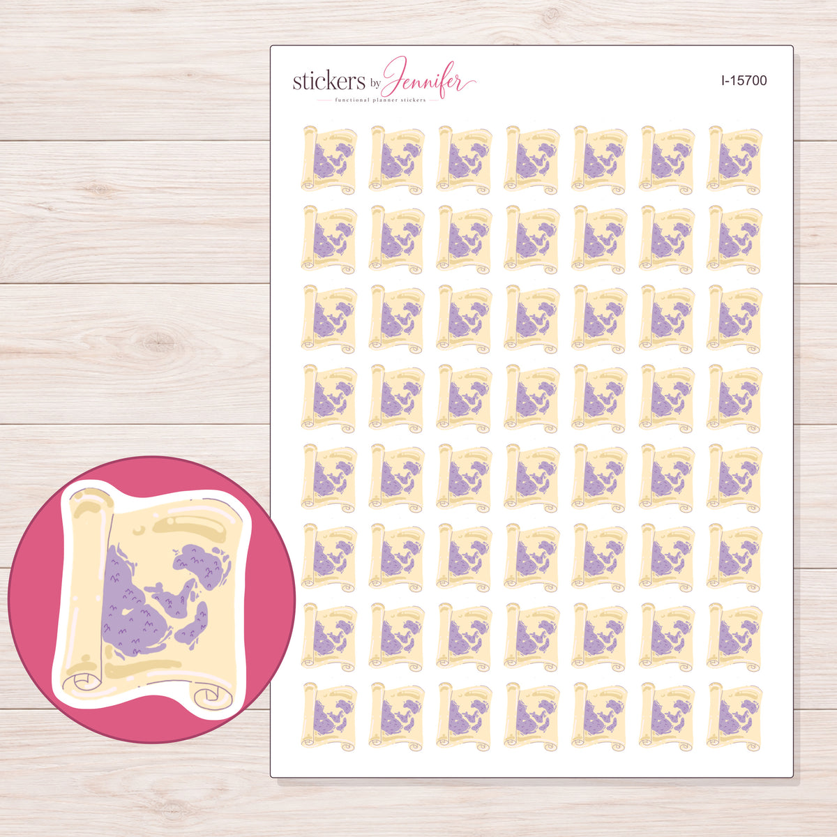 I-15700 planner sticker sheet with enlarged sticker detail