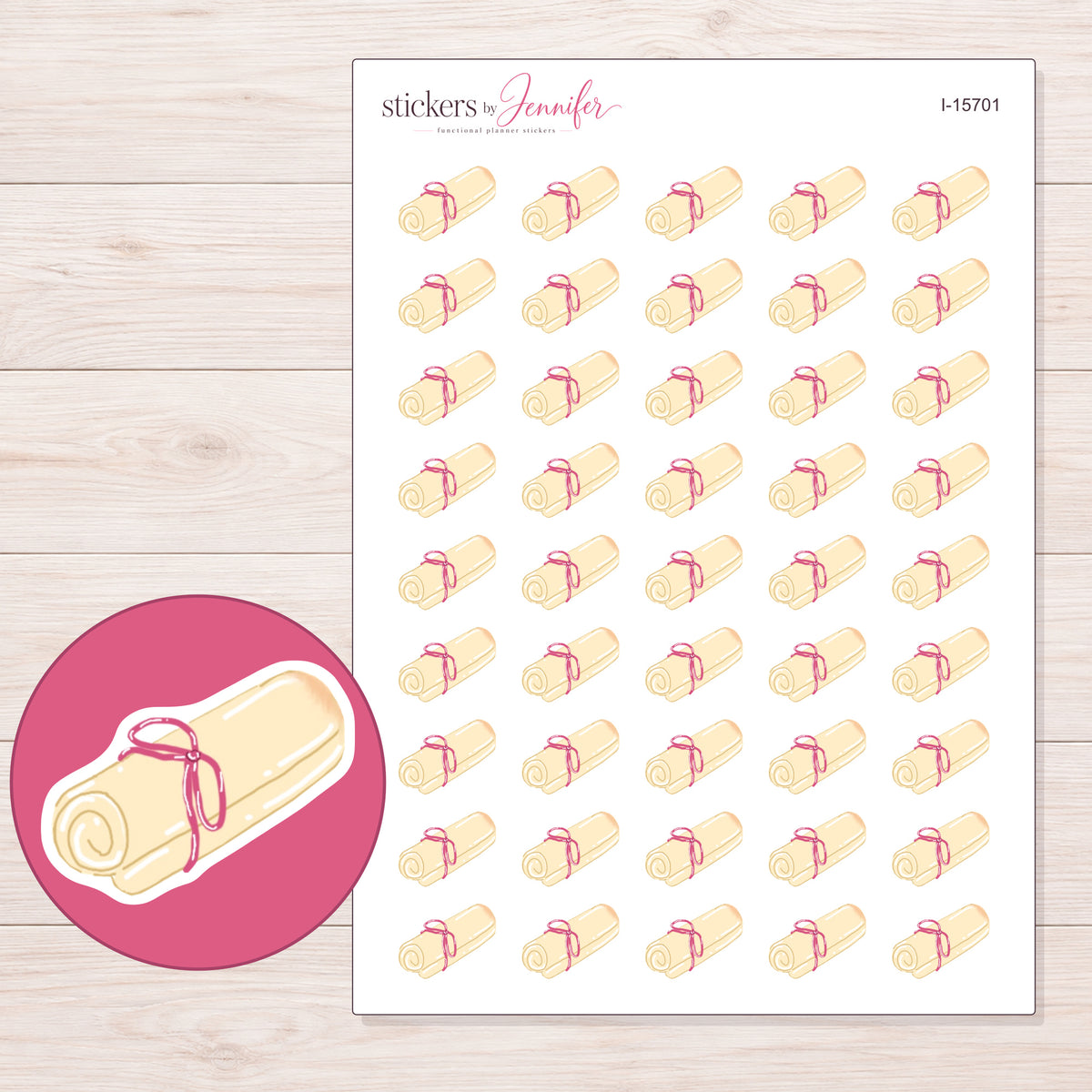 I-15701 planner sticker sheet with enlarged sticker detail