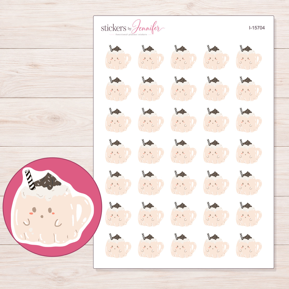 I-15704 planner sticker sheet with enlarged sticker detail