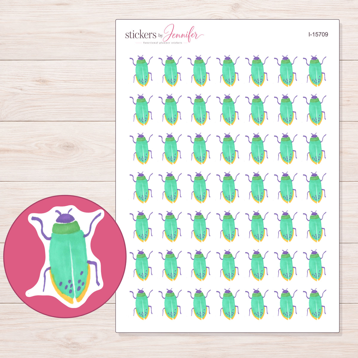 I-15709 planner sticker sheet with enlarged sticker detail