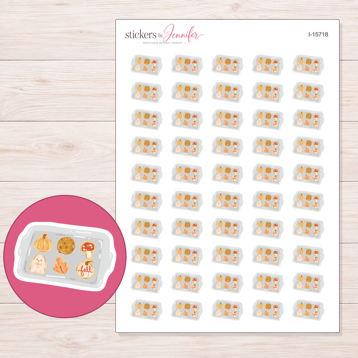 I-15718 planner sticker sheet with enlarged sticker detail