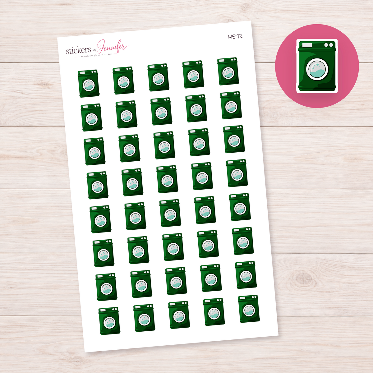 Green Washing Machine Planner Stickers | I-1572