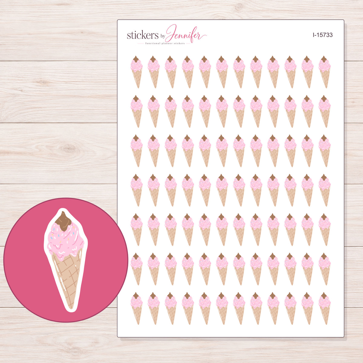 I-15733 planner sticker sheet with enlarged sticker detail