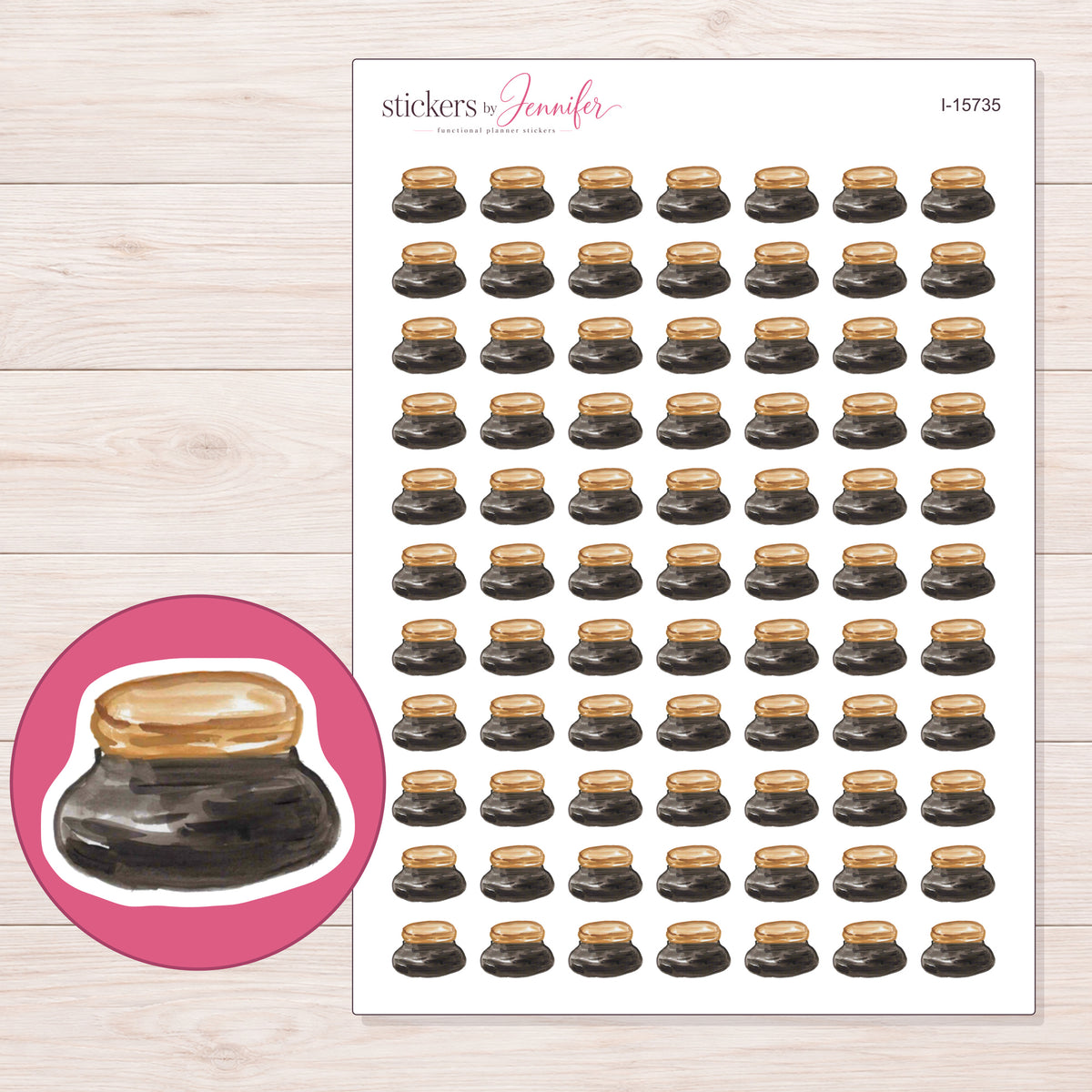 I-15735 planner sticker sheet with enlarged sticker detail