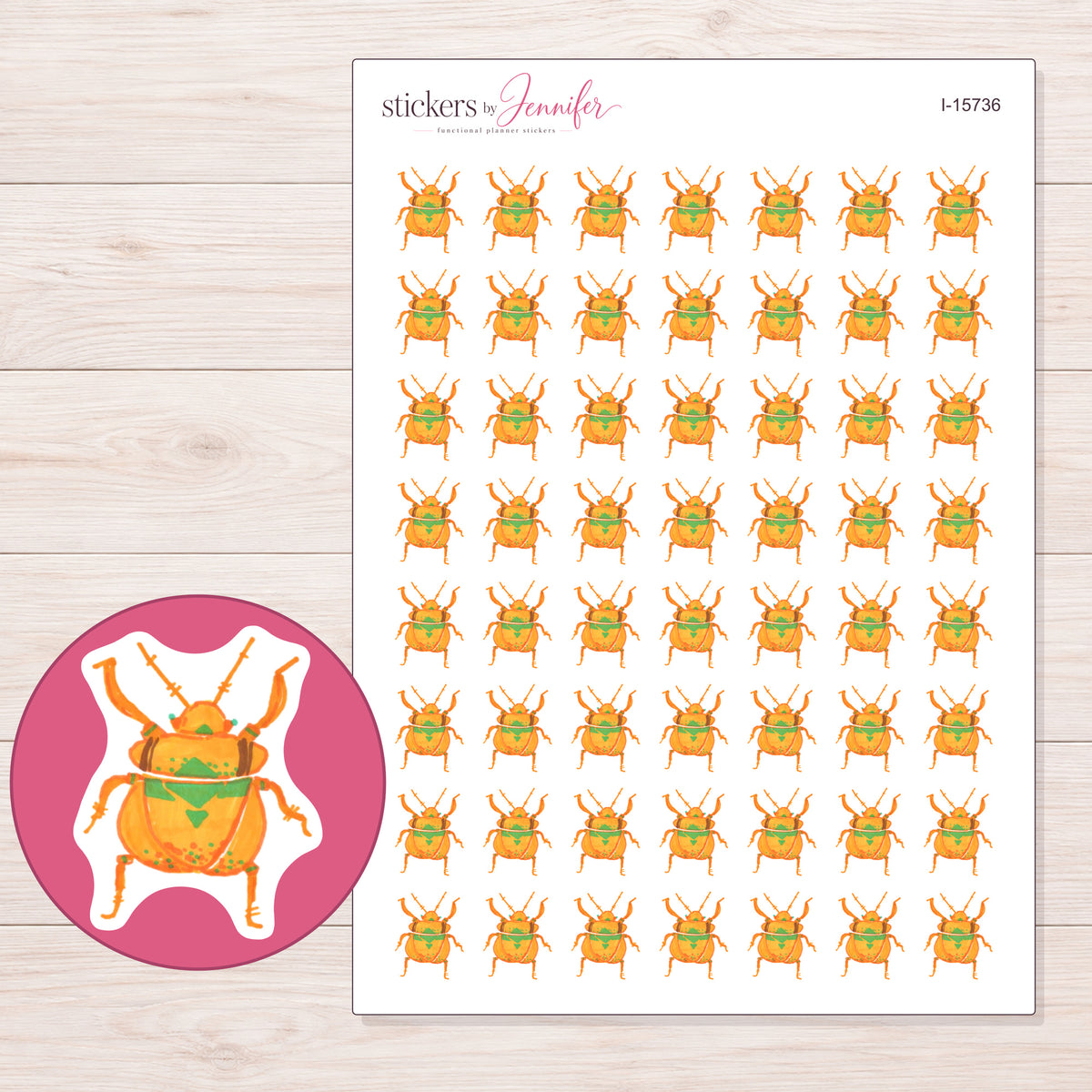 I-15736 planner sticker sheet with enlarged sticker detail
