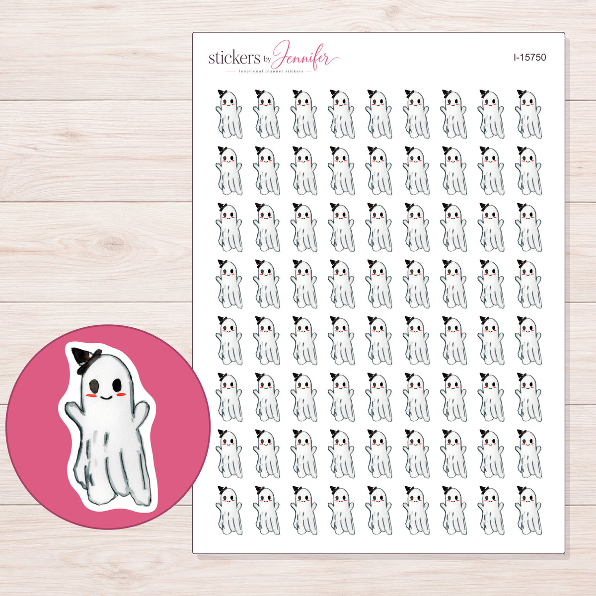I-15750 planner sticker sheet with enlarged sticker detail