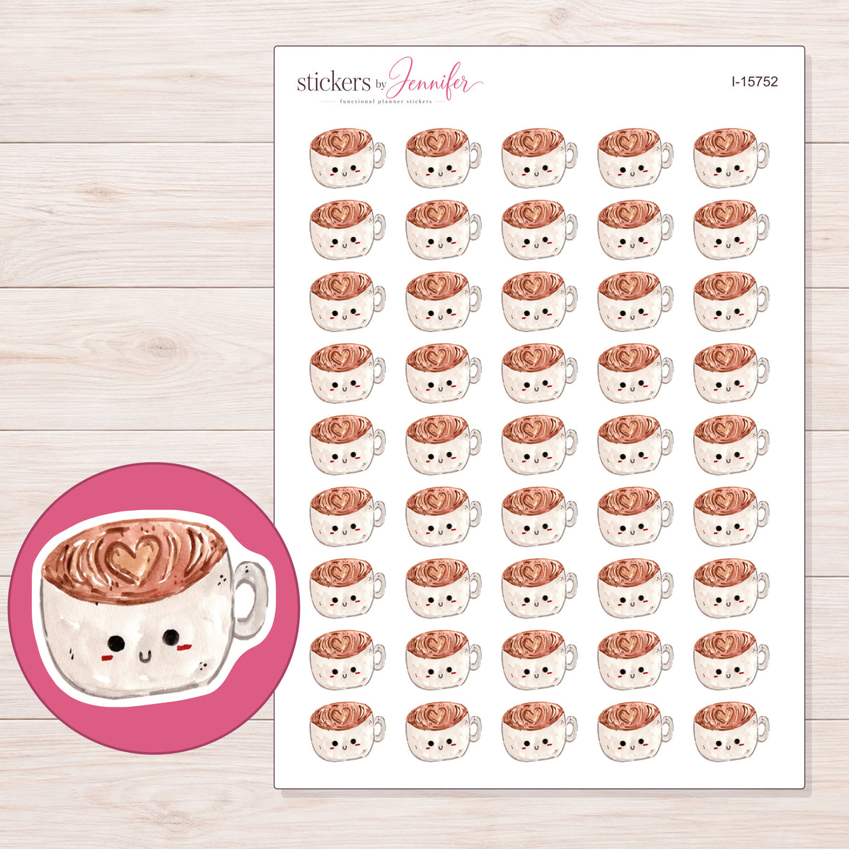I-15752 planner sticker sheet with enlarged sticker detail