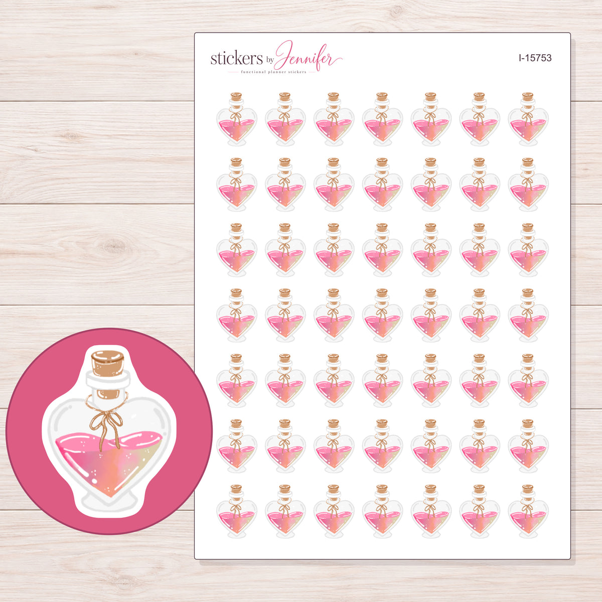 I-15753 planner sticker sheet with enlarged sticker detail