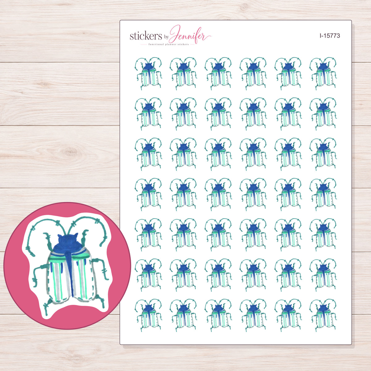 I-15773 planner sticker sheet with enlarged sticker detail