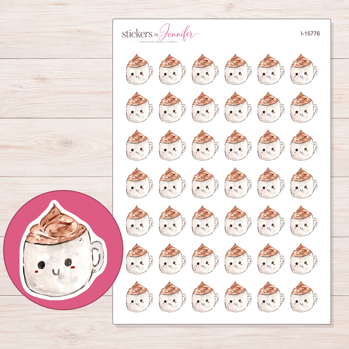 I-15776 planner sticker sheet with enlarged sticker detail
