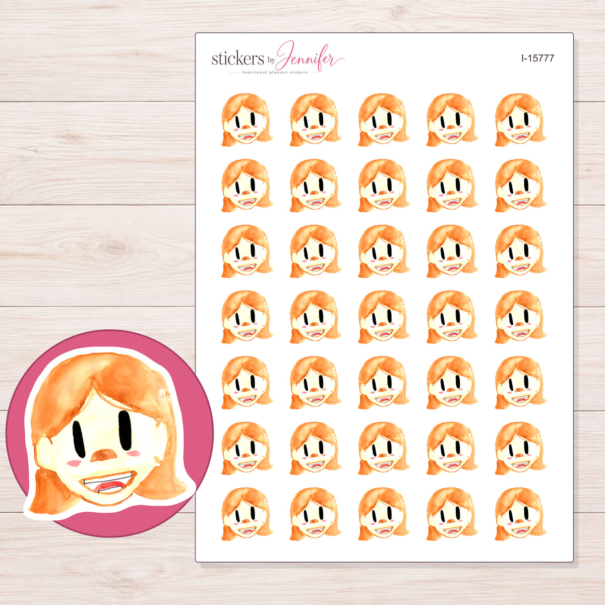 I-15777 planner sticker sheet with enlarged sticker detail