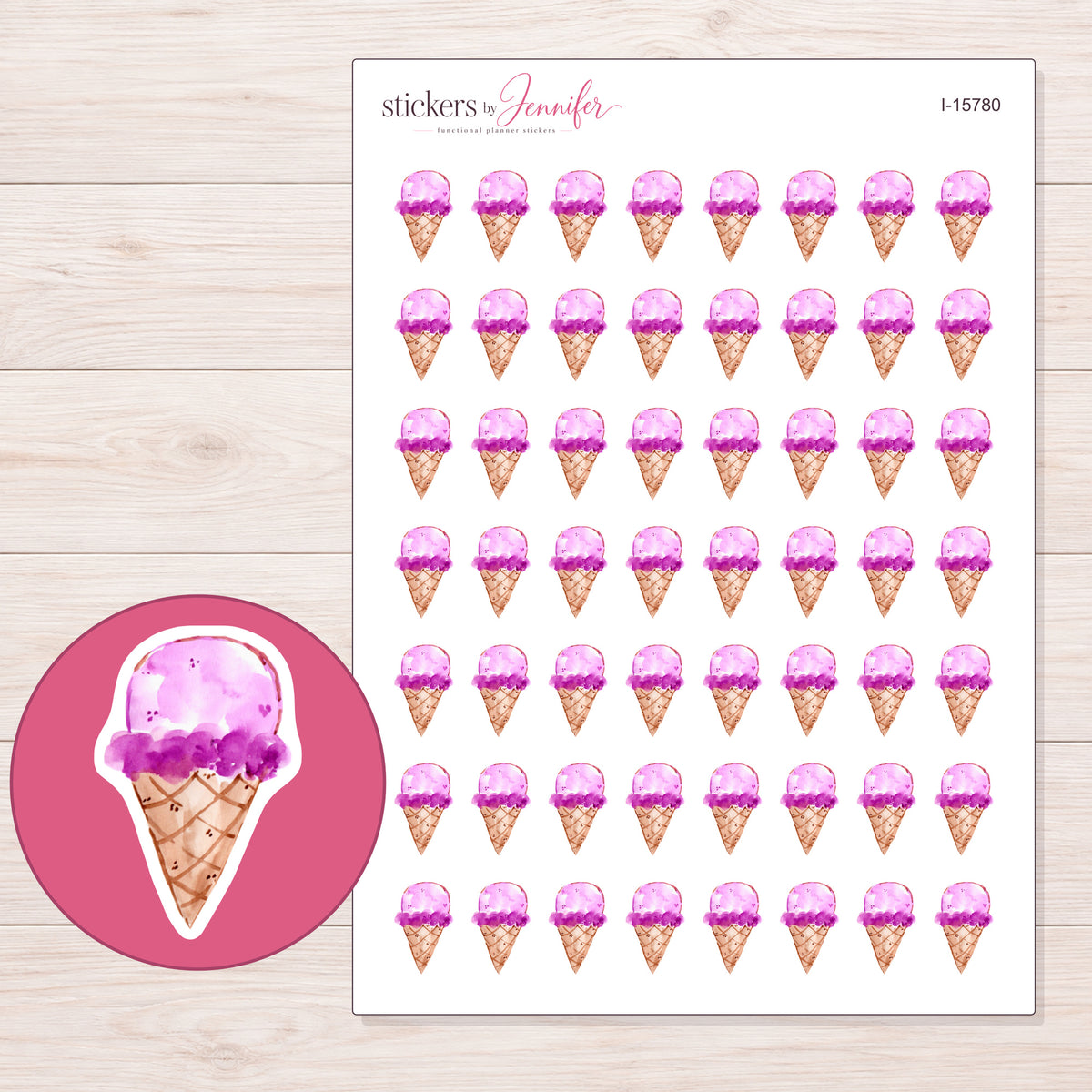 I-15780 planner sticker sheet with enlarged sticker detail