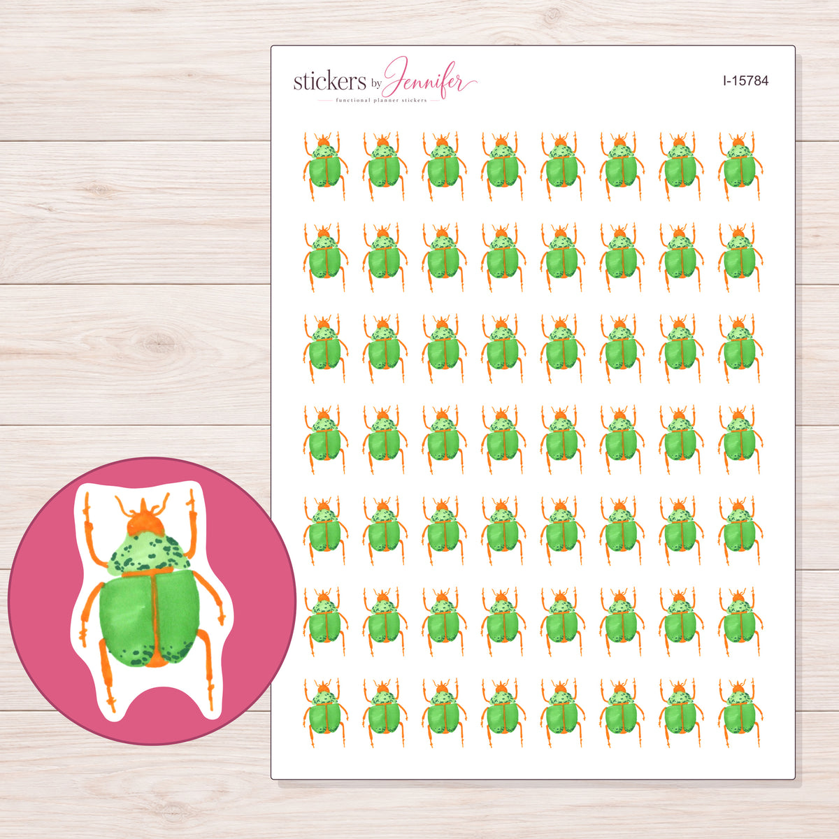 I-15784 planner sticker sheet with enlarged sticker detail