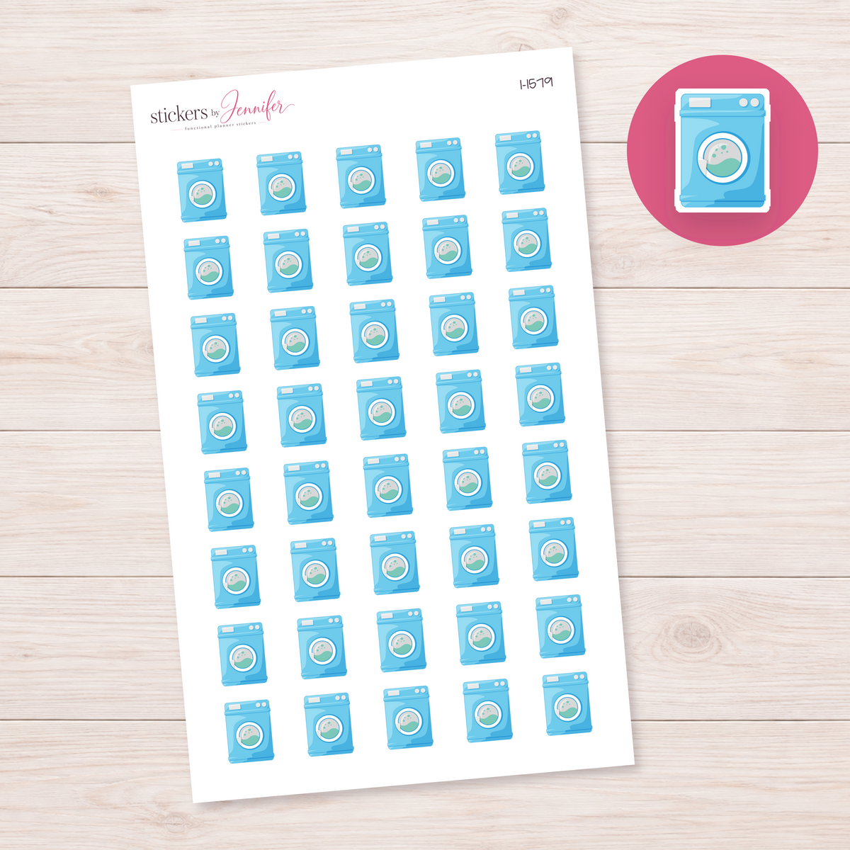 Sky Blue Washing Machine Planner Stickers | I-1579